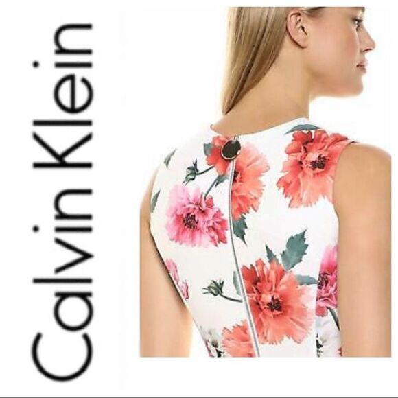 Calvin Klein Floral Print High-low Sleeveless Midi Dress Size 4 - Picture 5 of 7